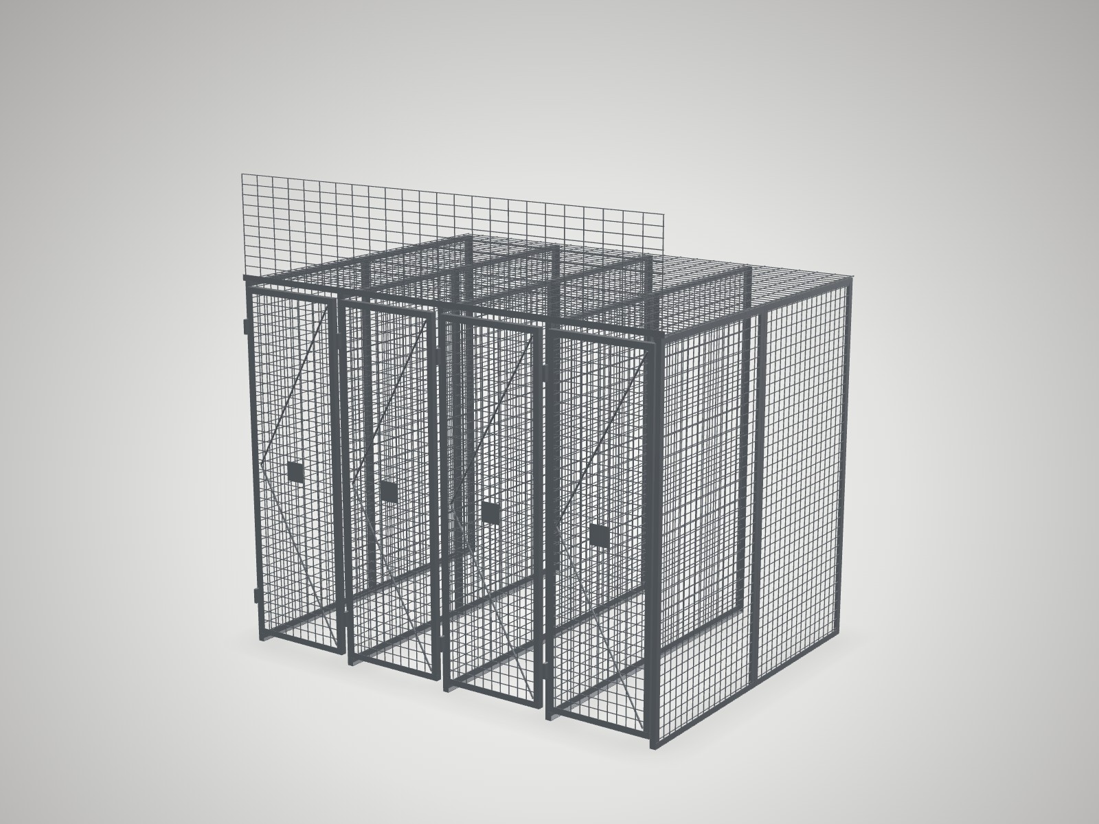 3D model of the Standard 75 inch wire mesh bike locker
