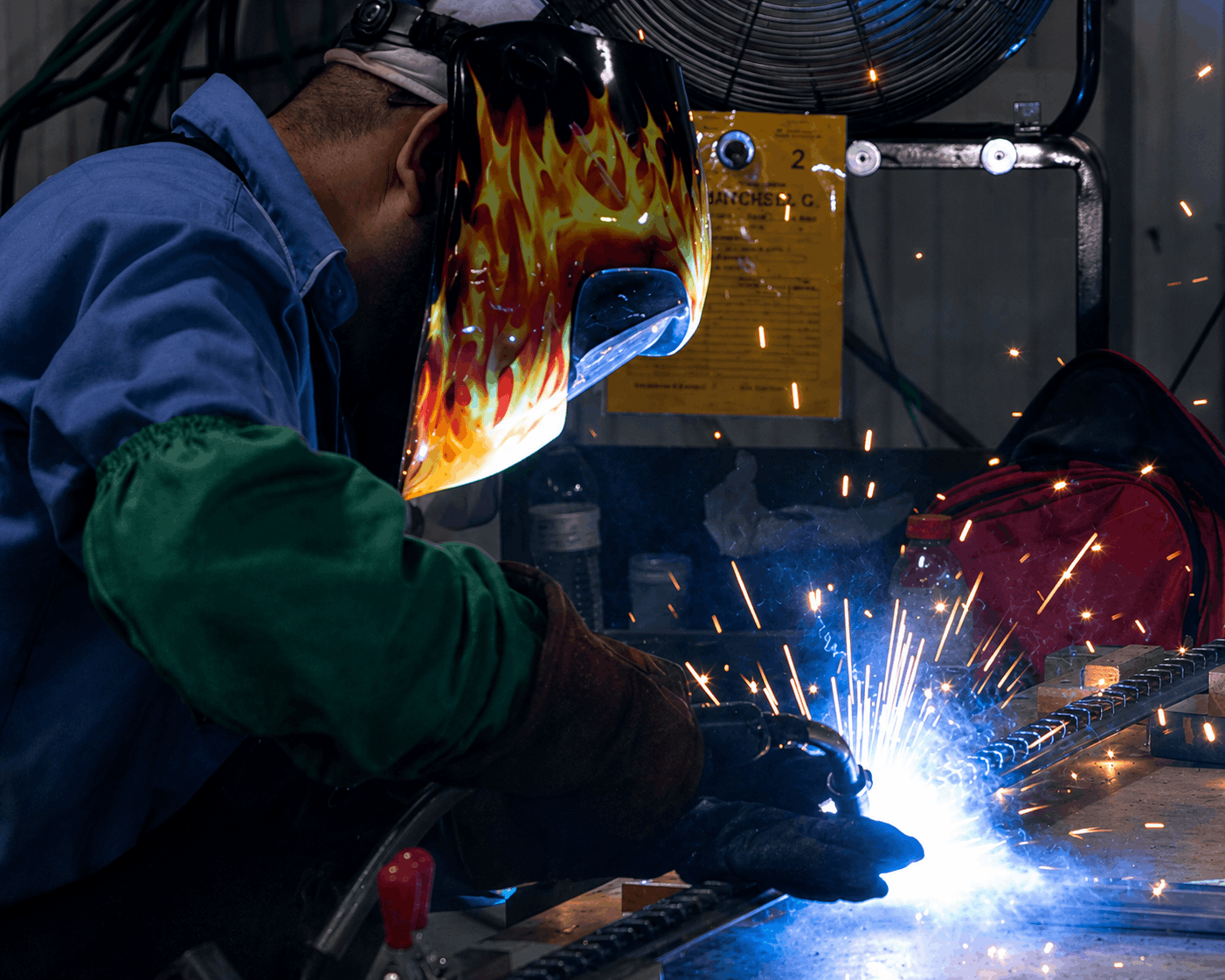 Alliance fabricator welding in the Richmond shop