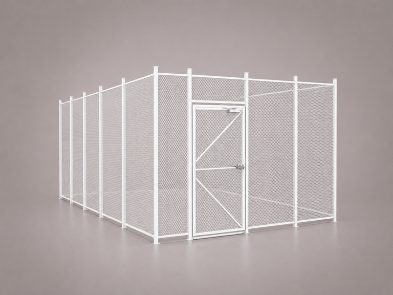 White custom-made expanded metal cage 3d rendering
